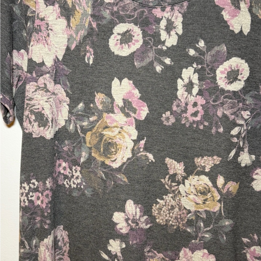 Maurices Floral Short Sleeve Dress - Gray and Purple - Picture 2 of 4